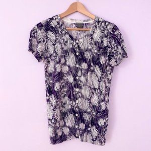 Ann Taylor Purple Button Down Sweater Top Size S